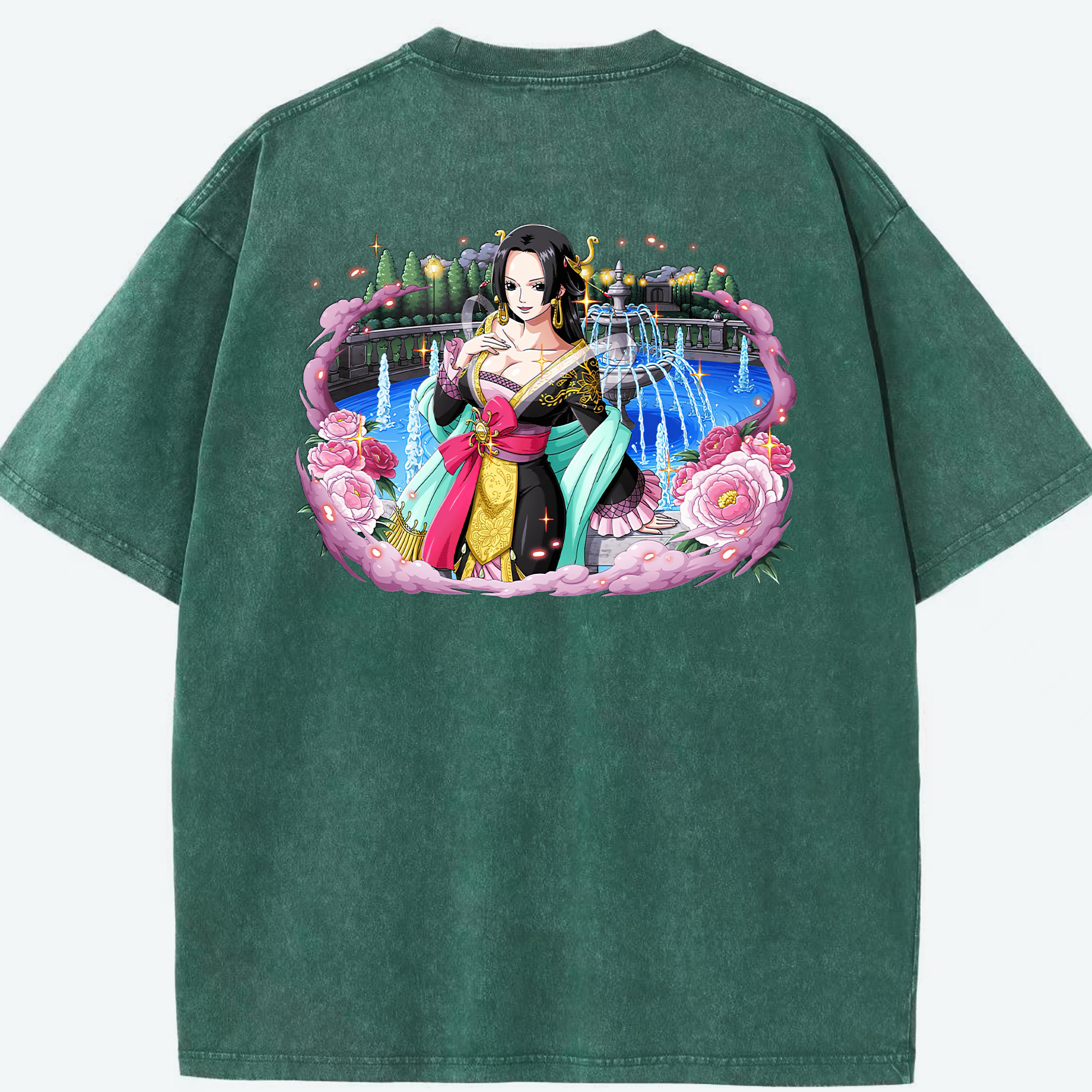ワンピース ボア・ハンコック ONE PIECE Boa·Hancock 綿100% ヴィンテージ風 半袖Tシャツ（背面プリント）